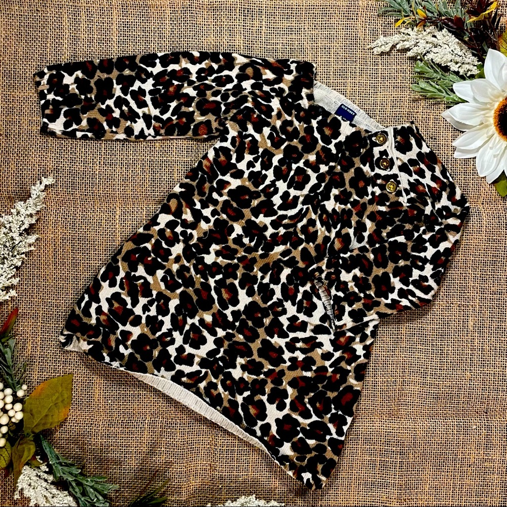 Old Navy Cotton Leopard Print Sweater Dress with Gold Buttons